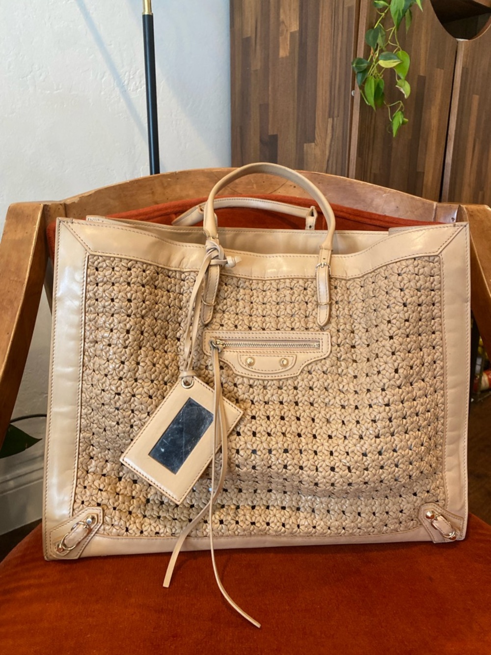 Balenciaga A4 Papier Beige Leather Tote